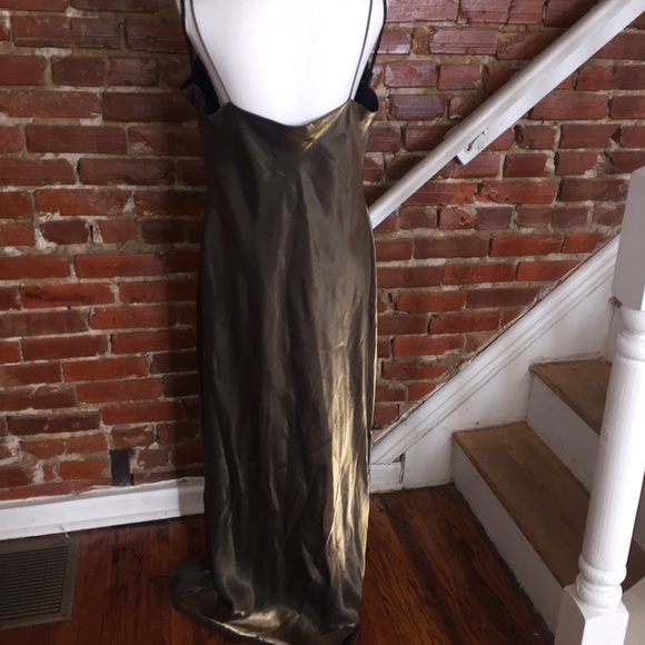 Metallic olive green gown EUC - Picture 8 of 8